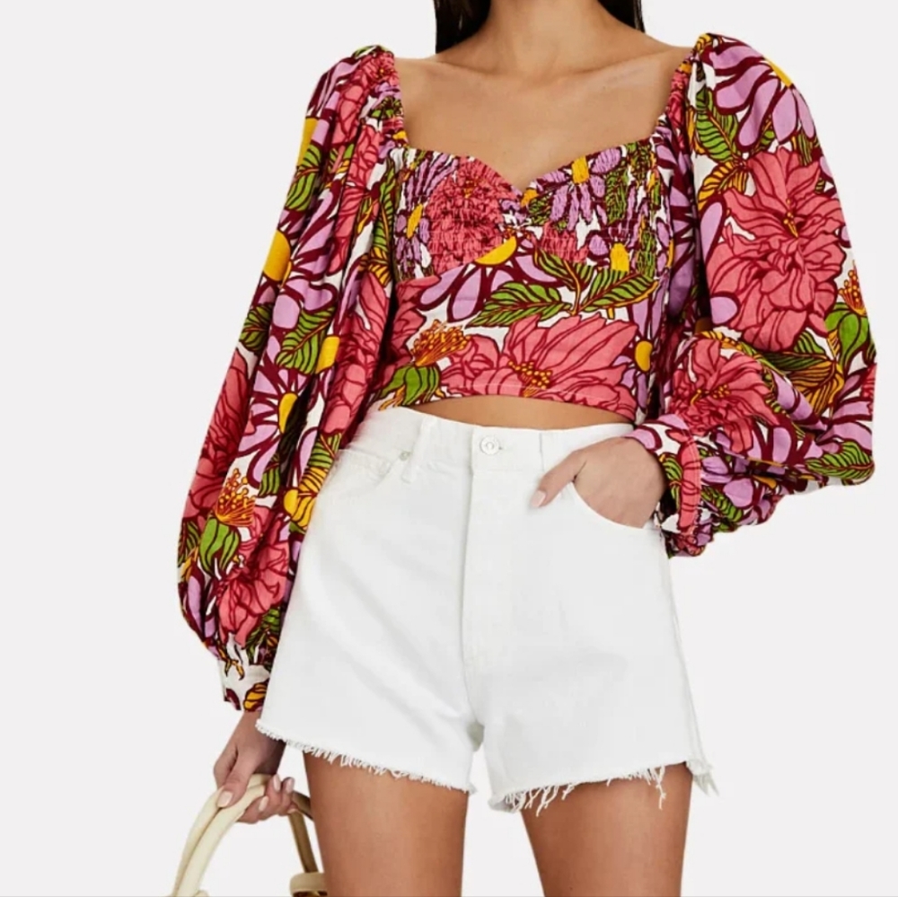 SWF Frida Exaggerated Puff Sleeve Floral Top